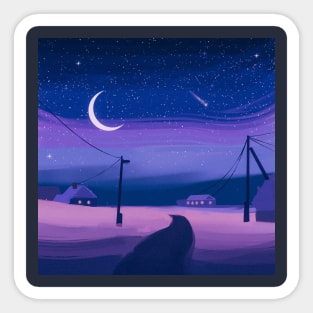 Starry Winter Night Sticker